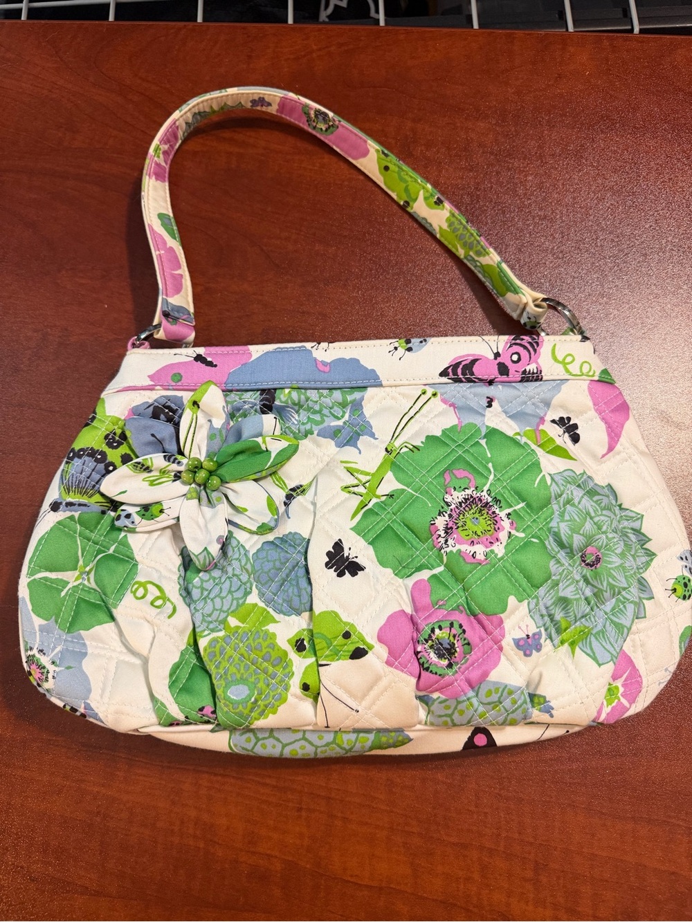Vera Bradley Holly Sateen Purse Handbag. Limited Edition, Butterflies 3D flower